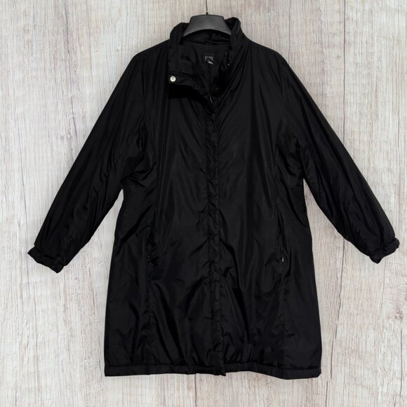 Eileen Fisher Black Down Puffer Coat Women’s Size L - Picture 1 of 10
